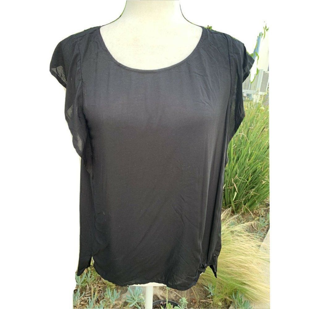 velvet by graham spencer womens Solid black short sleeve top small